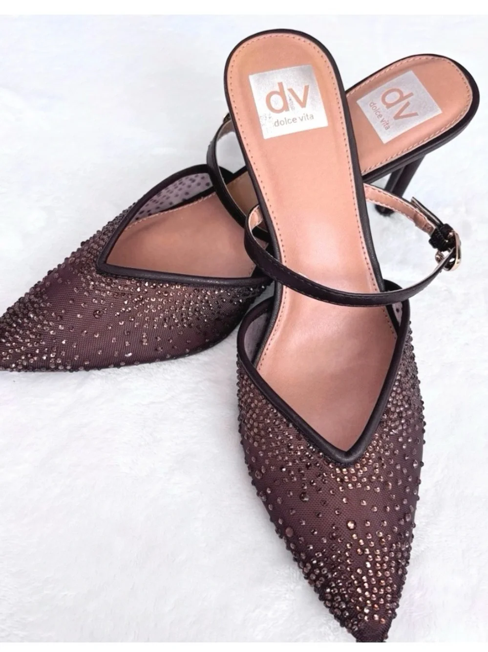 DV by DOLCE VITA Elley Rhinestone Stiletto Heel Mule--NEW--9.5